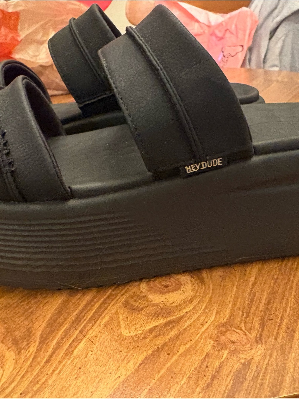 Hey Dude Black Double-Strap Platform Mules - Picture 2 of 4